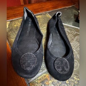 Tory Burch Minnie Travel Ballet Flats black suede 8